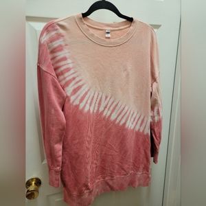 Medium, Old Navy, pink tie-dye tunic sweater